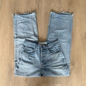 Subdued Light Wash High-Rise Straight Jeans - Light Blue